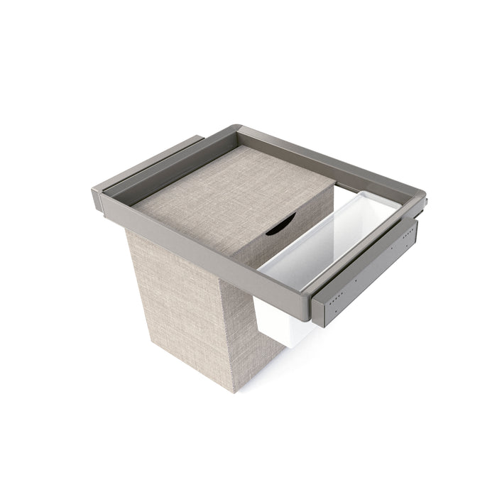 Emuca NEU | Satz aus Hilfstablett, Wäschekorb und ahmen für Schrank Quartz, mit Soft-Close- und Vollauszugsschienen, Modul 70 cm, Titan-Oberfläche