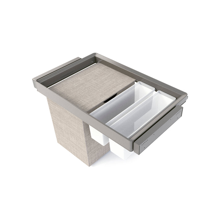 Emuca NEU | Satz aus 2 Hilfstablett, 1 Wäschekorb und ahmen für Schrank Quartz, mit Soft-Close- und Vollauszugsschienen, Modul 60 cm, Titan-Oberfläche