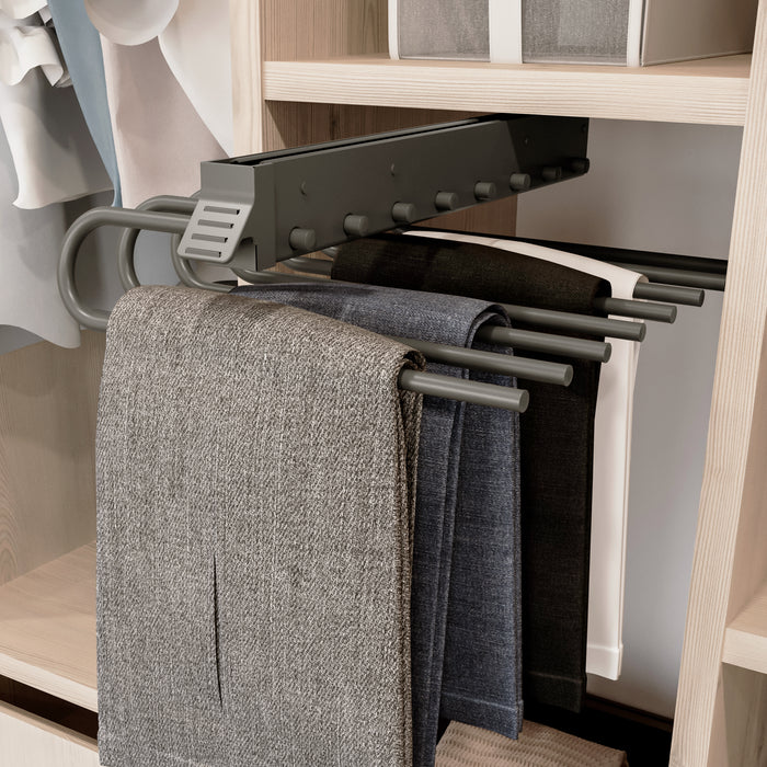 Emuca NEU | Ausziehbarer Hosenbügel, Links, Stahl und Kunststoff, Titanium