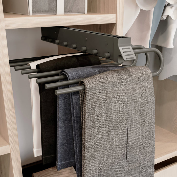 Ausziehbarer Hosenbügel, Rechts, Stahl und Kunststoff, Titanium