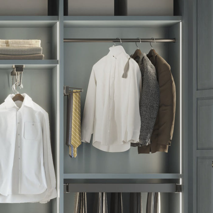 Satz von 2 runde Korpusschienen D.28mm Länge 1,15m mit Halterungen, Aluminium und Zamak, Titanium