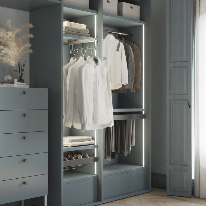 Satz von 2 runde Korpusschienen D.28mm Länge 1,15m mit Halterungen, Aluminium und Zamak, Titanium