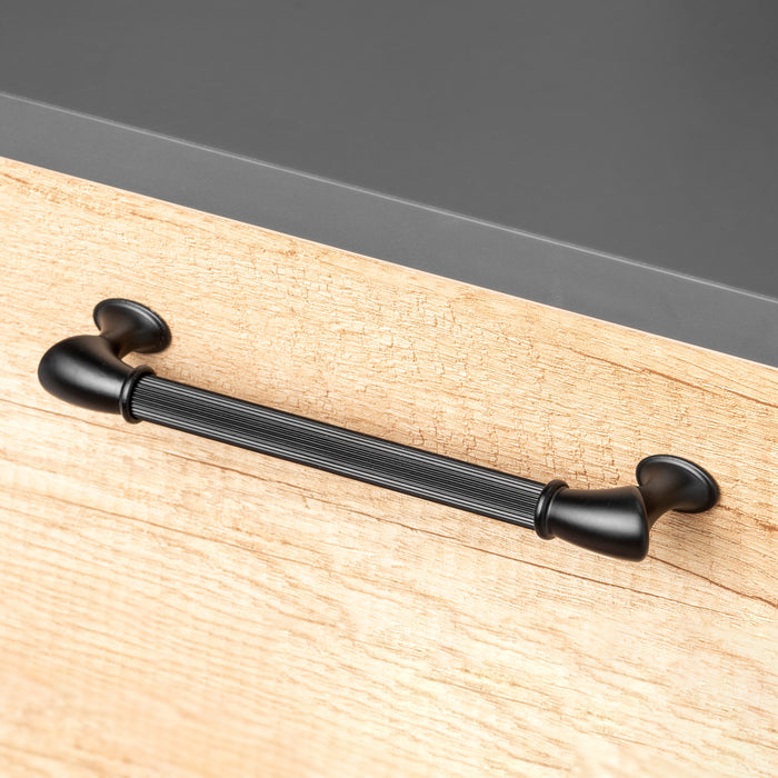 Emuca | Lot von 20 Möbelgriffe Suez, L184mm, 160mm Achsenabstand, Aluminium, Schwarz lackiert