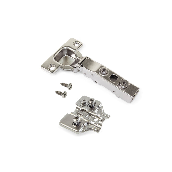 Kit von 20 Topfscharniere X91 Eckanschlag, Schließautomatik, Montageplatten vormontiereten Schrauben Spreizdübeln, Durchmesser 5x9,5mm, H 0, Stahl, vernickelt