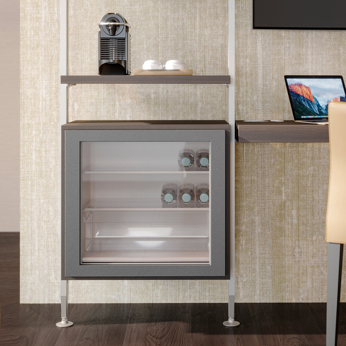 Satz von 2 Zero Rahmen Beschlägen Profilen Boden- Wandmontage Nivellierer, Aluminium Zamak, Steingrau