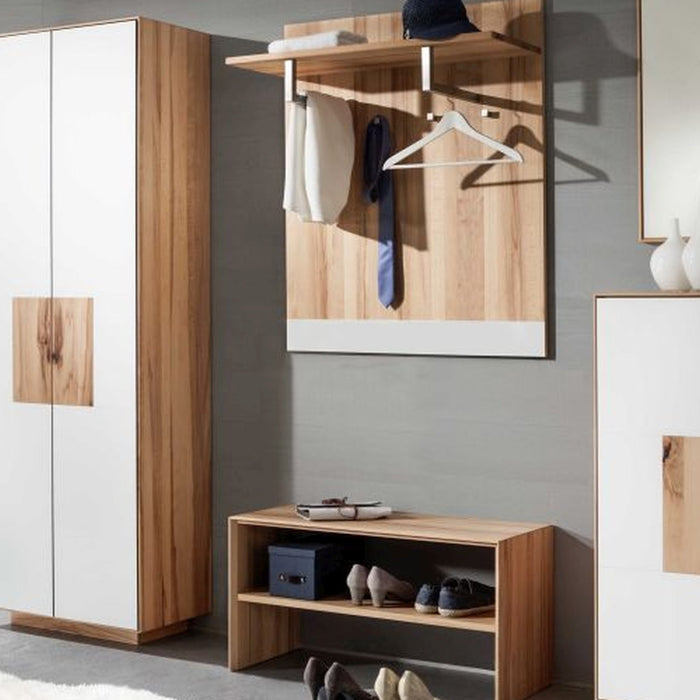 Gradel | Domus | 3885 | Wandgarderobe mit Glaseinsatz | 88x106x36 | Kernbuche | Glas weiß satiniert