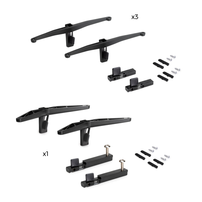 Set aus Konsolenset 3 Holzböden 1 Modul Zero Struktur, Zamak, Tiefschwarz lackiert texturiert