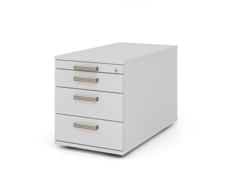 Hammerbacher | Rollcontainer 80cm, 3Schub, Schloss SG Grau