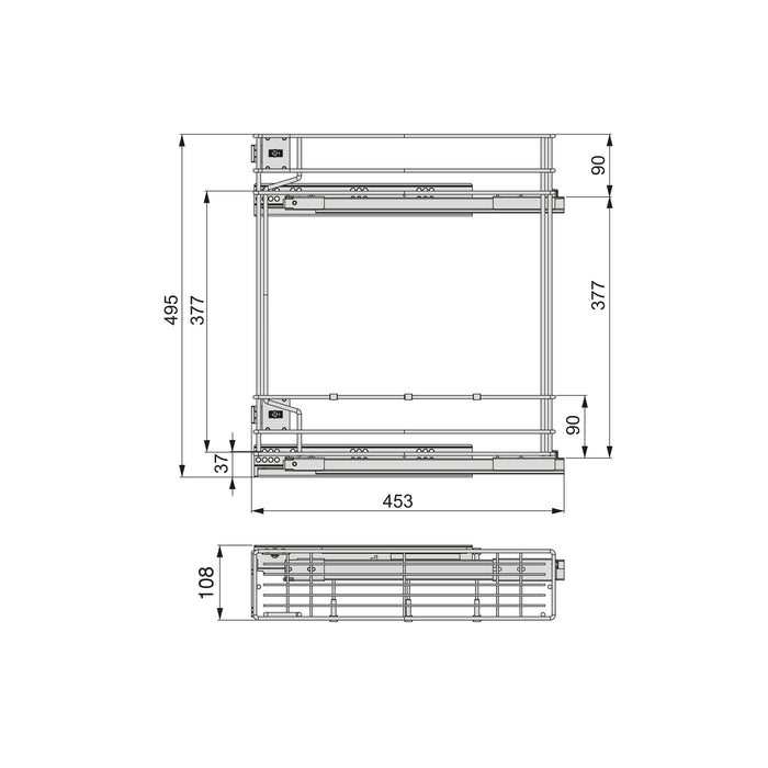Flaschenhalter Supra, seitlich, Schließautomatik, Modul 150mm, Stahl, grau lackiert