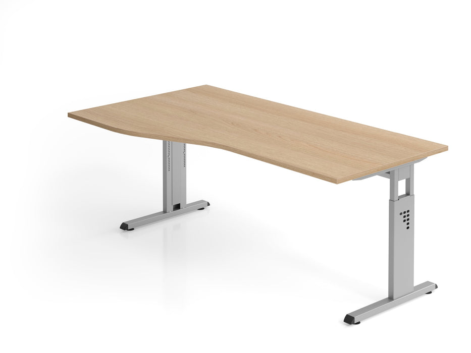 Hammerbacher | Schreibtisch C-Fuß 180x100 / 80cm Eiche / Silber