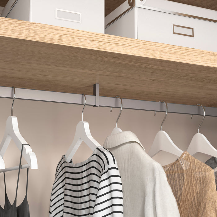 Emuca Satz von 2 x 1,15 m langen Luxe-Garderobenstangen Halterungen, Aluminium Kunststoff, Steingrau lackiert