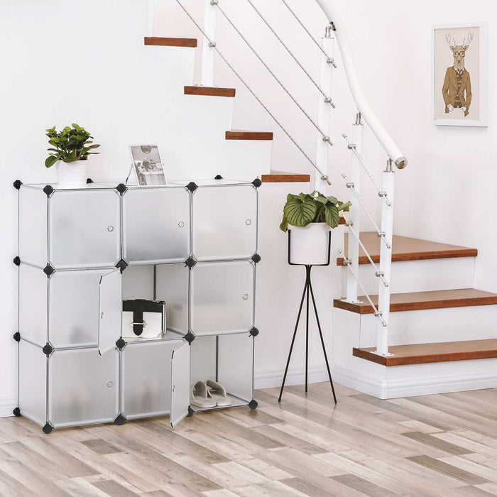 SONGMICS | Steckregal mit Türen 9 Würfel Weiß