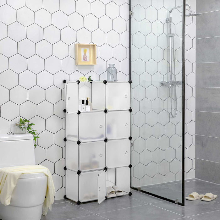 SONGMICS | Steckregal mit Türen 9 Würfel Weiß