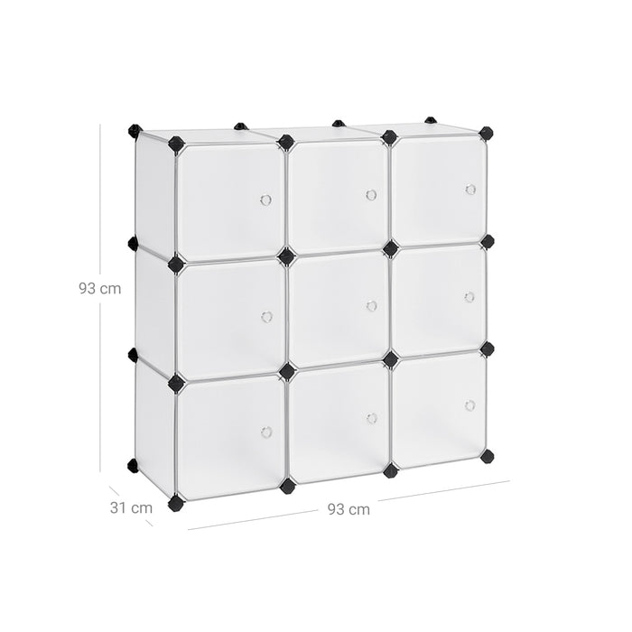 SONGMICS | Steckregal mit Türen 9 Würfel Weiß