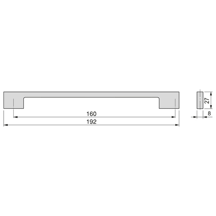 Lot von 5 Möbelgriffe Montreal, L192mm, 160mm Achsenabstand, Zamak, Schwarz lackiert