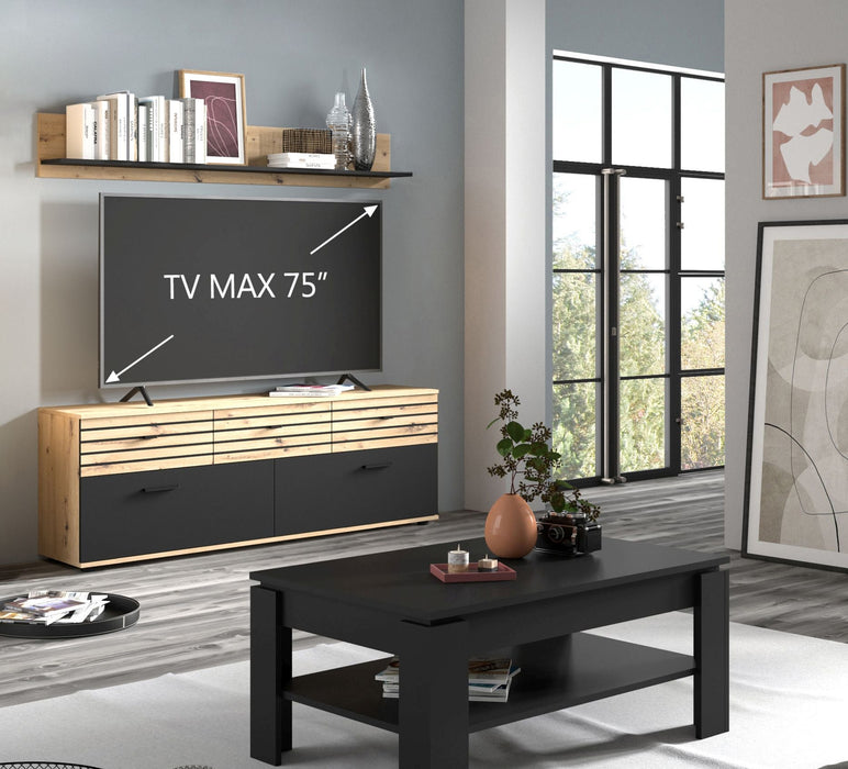 Hometrend | SOLEA 071 Wandboard | Schwarz/Dekor Artisan Eiche / Artisan Eiche