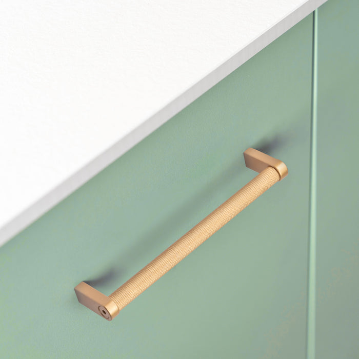 Lot von 5 Möbelgriffe Bergen, L173mm, 160mm Achsenabstand, Aluminium, Goldfarben lackiert