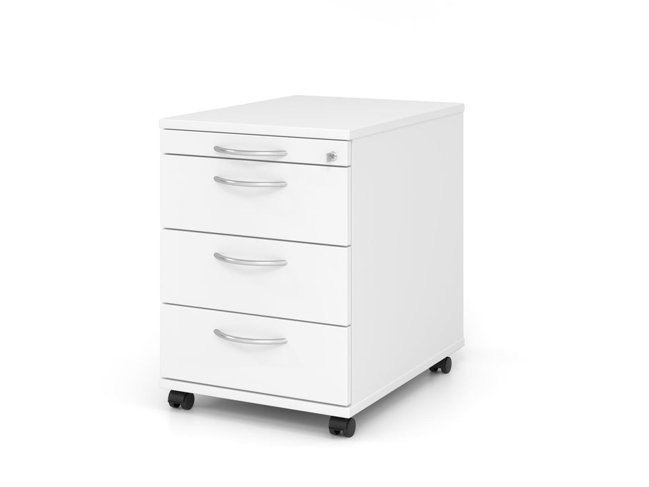 Hammerbacher | Rollcontainer 58cm, 3 Schübe, Schloß BM Weiß