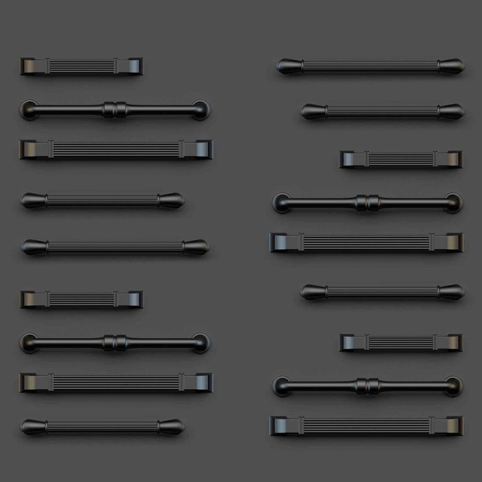 Emuca | Lot von 20 Möbelgriffe Suez, L184mm, 160mm Achsenabstand, Aluminium, Schwarz lackiert