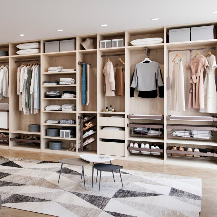 Schuh-Regal seitlich ausziehbar Moka, Links, Mokka, Stahl