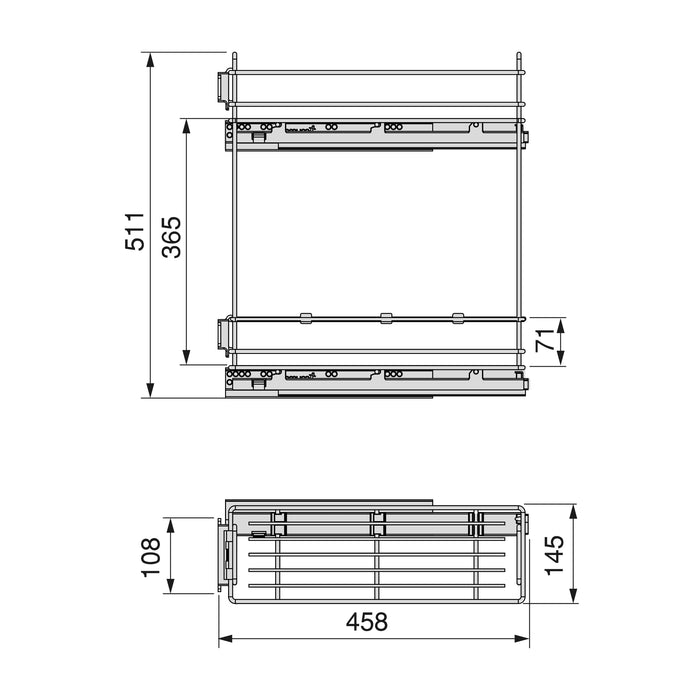 Flaschenhalter TitaneMax, seitlich, auziehbar, Schließautomatik, Modul 200mm, Stahl, Anthrazitgrau