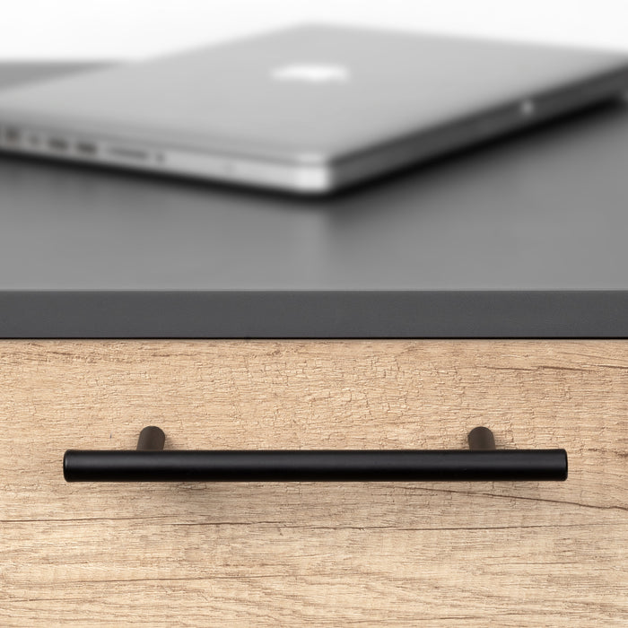 Emuca | Lot von 10 Möbelgriffe Orlando, L210mm, 160mm Achsenabstand, Stahl, Schwarz lackiert