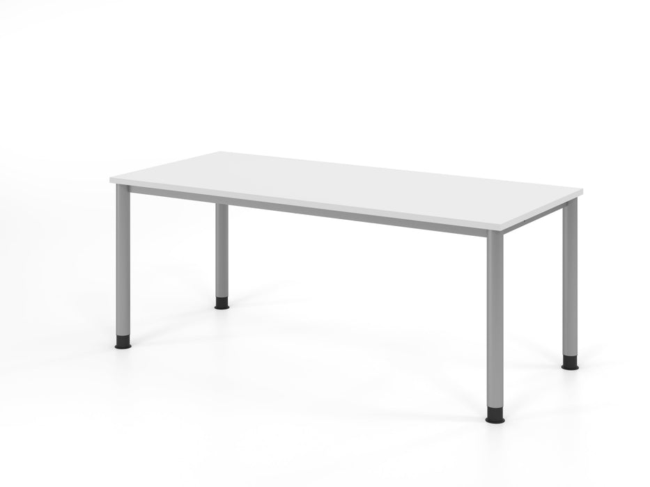 Hammerbacher | Schreibtisch 4Fuß-rd.180x80cm Weiß / Silber