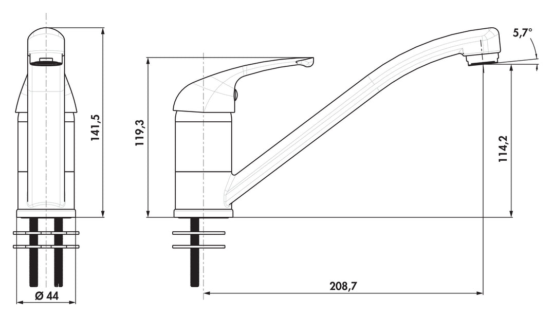 Naber | Venus 1 | Einhebelmischer | chrom | Hochdruck