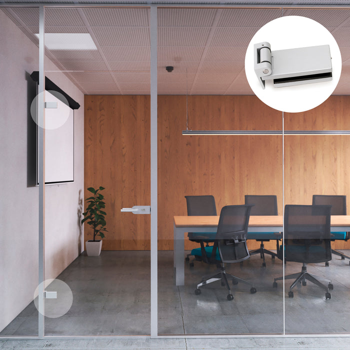 Scharnier Glastür Blende, horizontales Scharnier 40mm Spatel, 8-12mm Tür, Aluminium Stahl, grau metallic