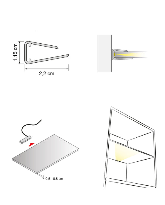 Hometrend | DUO LED VA 5xCLIPS-CW+1xTRAFO-FUßSCHALTER