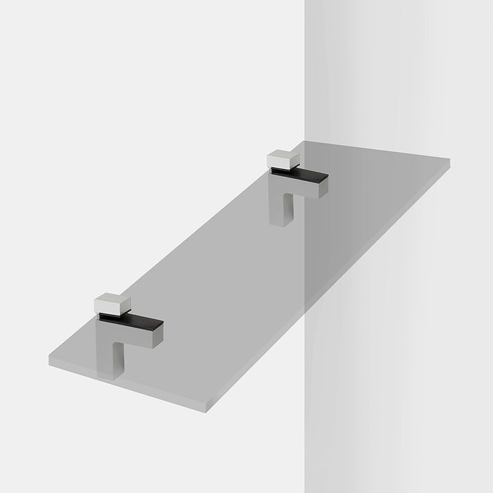 Satz Squad 2 Regalhalterung aus Holz oder Glas, Kunststoff Zamak, Grau metallic