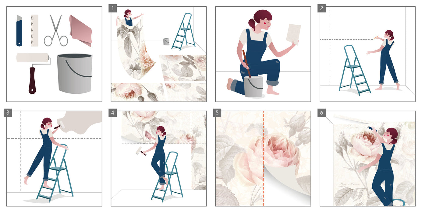 Komar NEU | Vlies Fototapete - Shabby Chic - Größe 368 x 248 cm