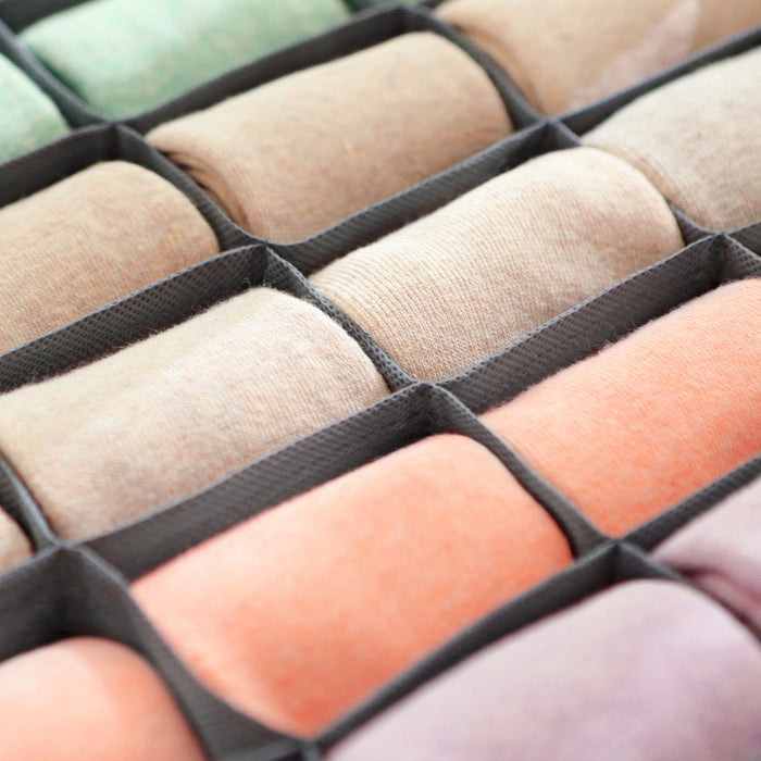 AUSLAUF SONGMICS | Underwear Drawer Organisers, Closet Underwear Storage for Bras, Socks, Ties, und Scarves, faltbar Fabric Storage Boxes, Set of 8, grau RUS08GY