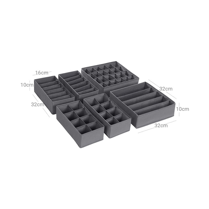 AUSLAUF SONGMICS | Underwear Drawer Organisers, Closet Underwear Storage for Bras, Socks, Ties, und Scarves, faltbar Fabric Storage Boxes, Set of 8, grau RUS08GY