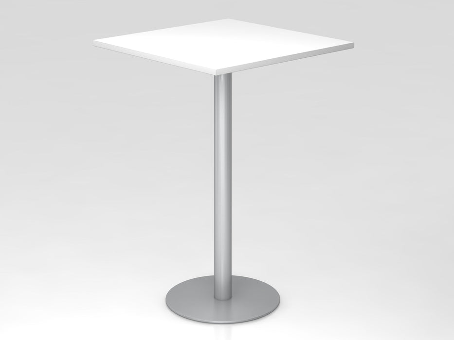 Hammerbacher | Stehtisch 80x80cm Weiß / Silber