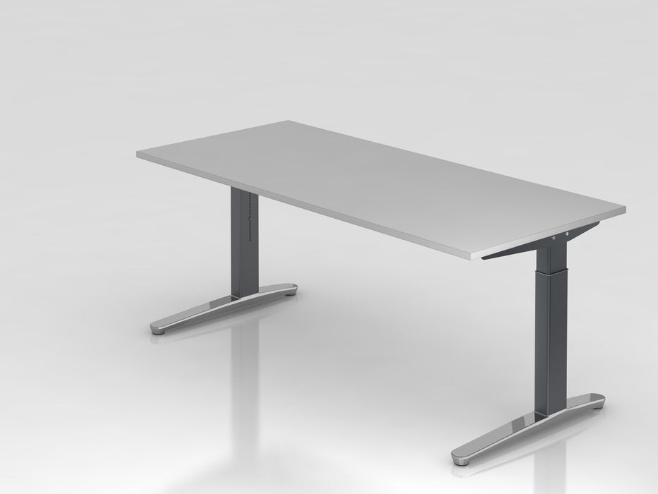 Hammerbacher | Schreibtisch C-Fuß 180x80cm Grau / Graphit poliert