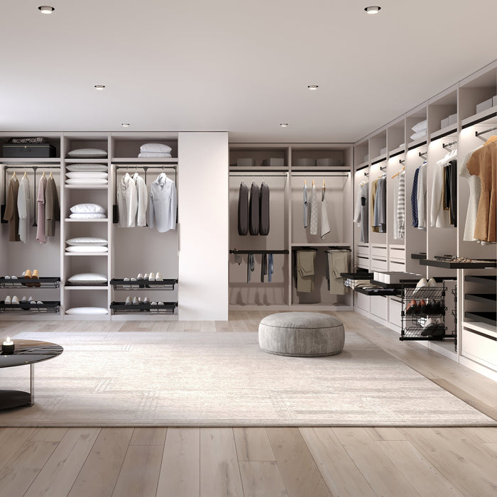 Set aus Organiser Schubladenset, Hilfsablage Soft-Close-Führungsrahmen Kleiderschränke, verstellbar, Modul 900mm, Schwarz strukturiert