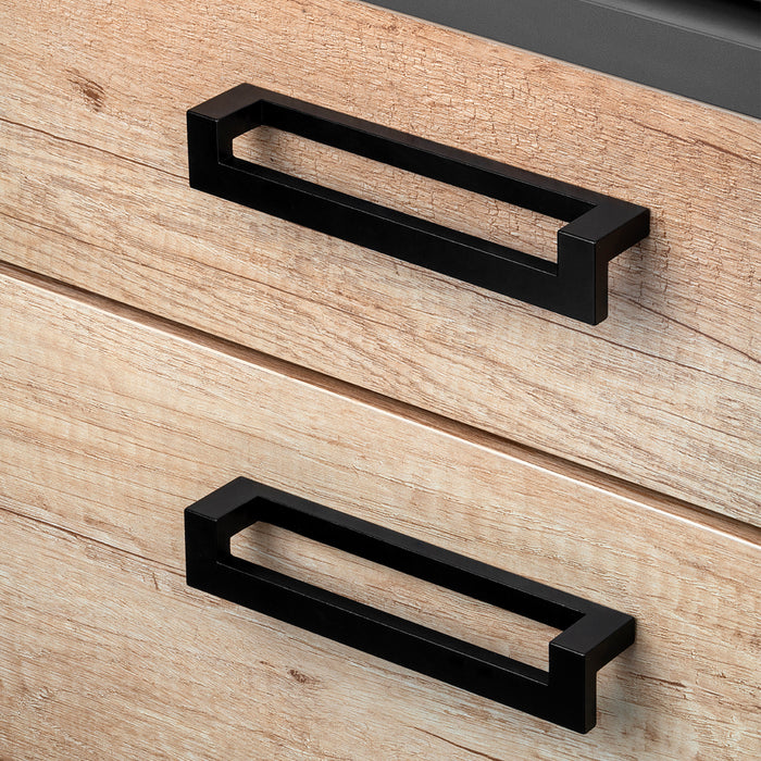 Lot von 5 Möbelgriffe Cleveland, L144mm, 128mm Achsenabstand, Zamak, Schwarz lackiert