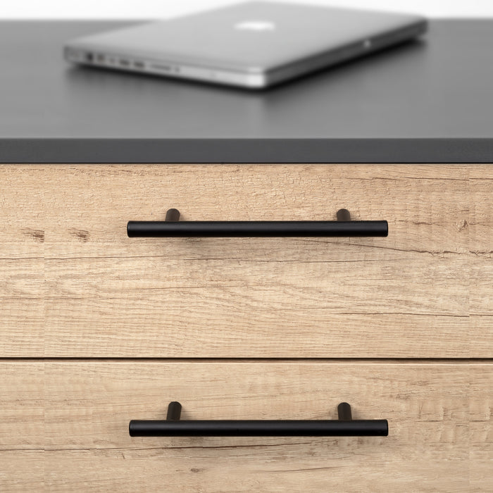 Emuca | Lot von 10 Möbelgriffe Orlando, L210mm, 160mm Achsenabstand, Stahl, Schwarz lackiert