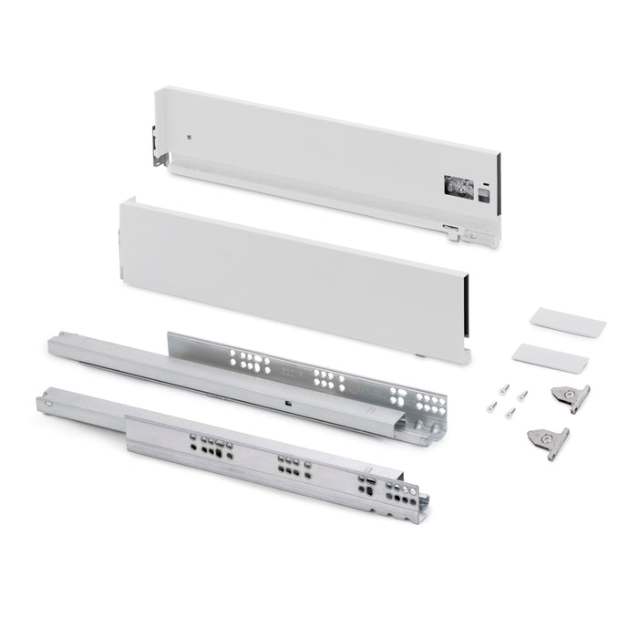 Aussenschublade Vertex 3D-Regelung, H 131mm, 40Kg, T 450mm, Stahl, Weiß lackiert