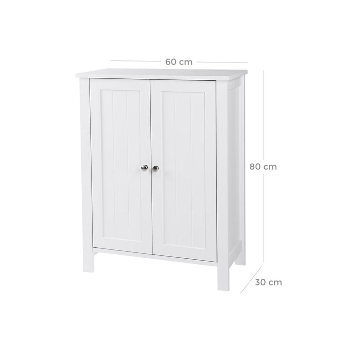 AUSLAUF VASAGLE | Freestanding Bathroom Cabinet Storage Cupboard Unit with 2 Doors und 2 Adjustable Shelves, weiß BCB60W