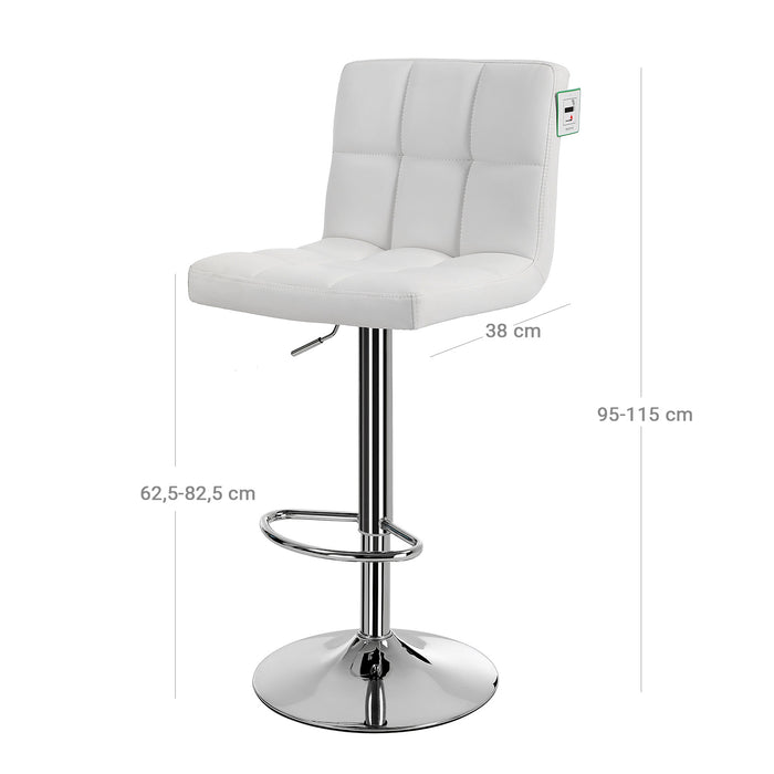 SONGMICS | Barhocker 2er Set Kunstleder Weiß