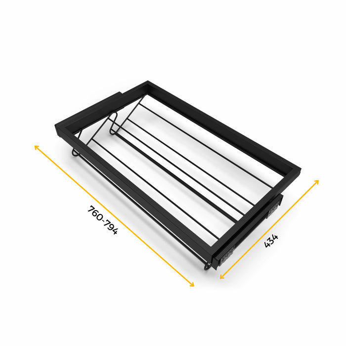 Emuca Set aus Metall Schuh-Regal set Rahmen sanften Schließen Auszüge Garderobe, verstellbar, Modul 800mm, Schwarz strukturiert