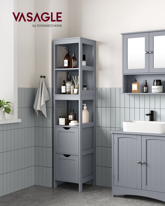 AUSLAUF VASAGLE | Bathroom Floor Cabinet, Bathroom Storage Organizer Rack Stand, Multifunctional Corner Unit, 2 Drawers