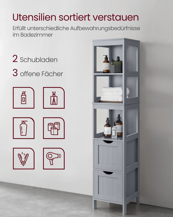 AUSLAUF VASAGLE | Bathroom Floor Cabinet, Bathroom Storage Organizer Rack Stand, Multifunctional Corner Unit, 2 Drawers