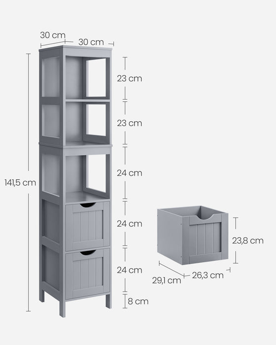 AUSLAUF VASAGLE | Bathroom Floor Cabinet, Bathroom Storage Organizer Rack Stand, Multifunctional Corner Unit, 2 Drawers