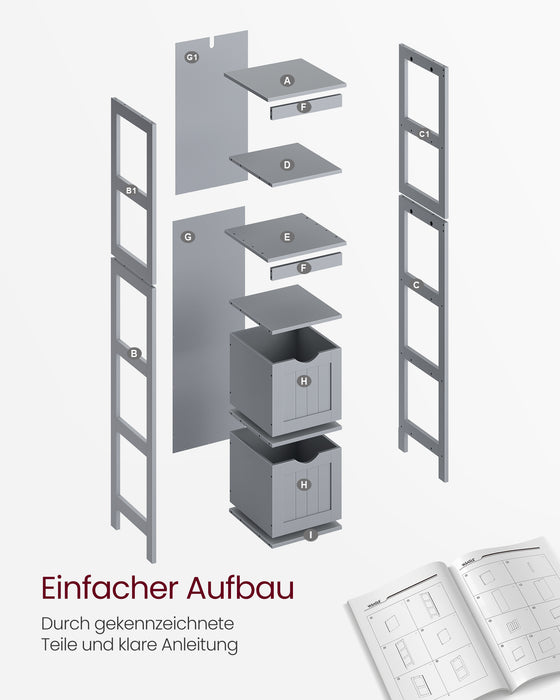 AUSLAUF VASAGLE | Bathroom Floor Cabinet, Bathroom Storage Organizer Rack Stand, Multifunctional Corner Unit, 2 Drawers