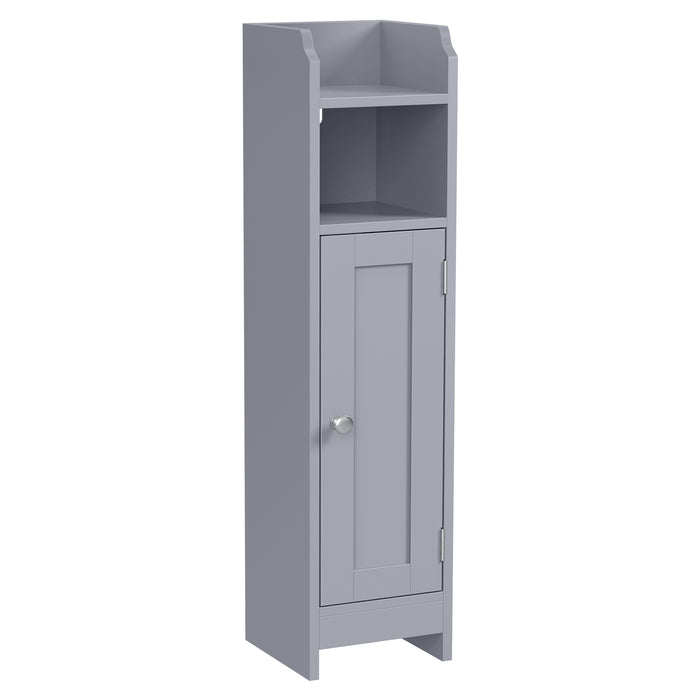 AUSLAUF VASAGLE | Slim Bathroom Floor Storage Cabinet with Door und Shelves, Freestanding Bathroom Storage Unit, Narrow Bathroom Toilet Paper Storage Cabinet, Adjustable Shelves, Dove grau BBC310P36