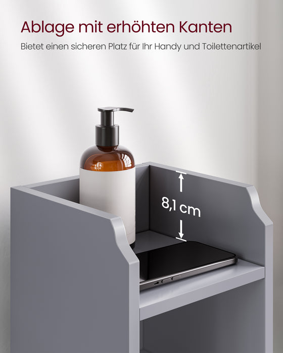 AUSLAUF VASAGLE | Slim Bathroom Floor Storage Cabinet with Door und Shelves, Freestanding Bathroom Storage Unit, Narrow Bathroom Toilet Paper Storage Cabinet, Adjustable Shelves, Dove grau BBC310P36