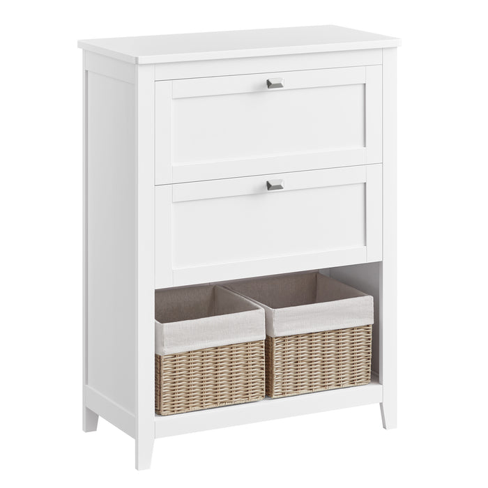 AUSLAUF VASAGLE | Bathroom Cabinet, Storage Cabinet, 2 Drawers with 1 Set of Adjustable Dividers, 2 Baskets, Side Board, 30 x 60 x 80 cm, Cloud weiß BBC545W02
